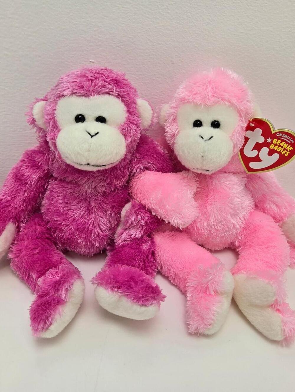 TY Beanie Baby “Friends” the Adorable Pink Attached Monkeys (8 inch)